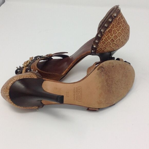 * Giuseppe Zanotti Y2K Studded Brown Leather Caged  Heeled Sandals 35.5 - Picture 11 of 12